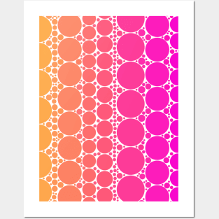 Sunset Gradient Polka Dot Stripes Pattern Posters and Art